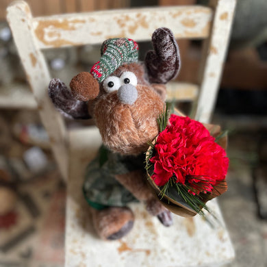 Cute cuddly toy reindeer and flowers christmas present gift stocking filler from bits and buds florist leighton buzzard