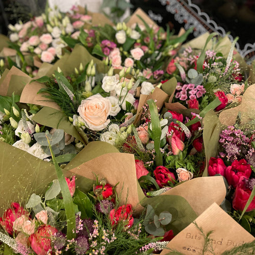 mixed flowers valentines bouquet from bits and buds florist leighton buzzard