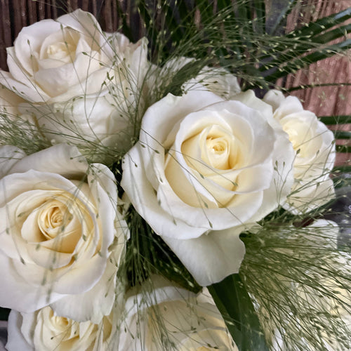 compact white rose boquet luxury valentines gift from bits and buds florist in leighton buzzard